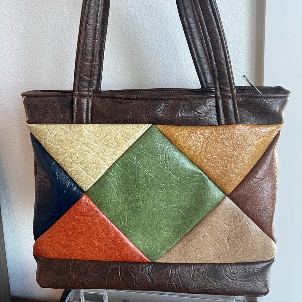 Multicolor Leather Patchwork Bag - image 4